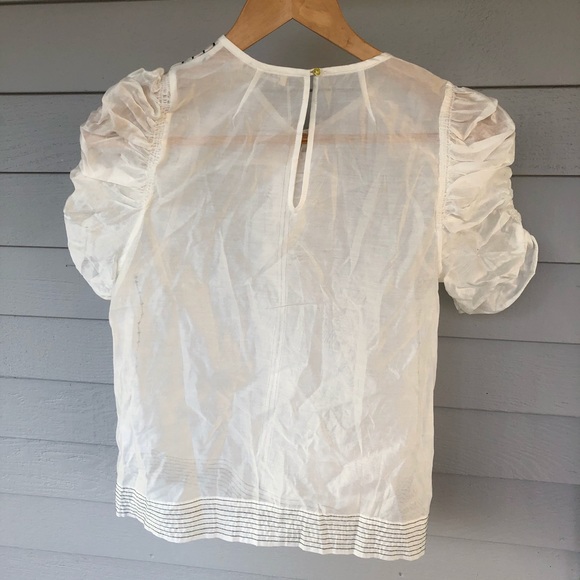Ulla Johnson Silk Blouse White Sheer Celia NWT4 - Picture 7 of 8
